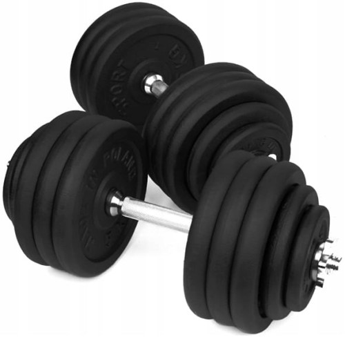 HANTLE ŻELIWNE 2x45 kg gryf Talerze zestaw 90kg