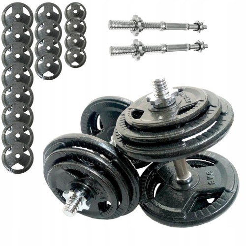 HANTLE ŻELIWNE 2x30kg gryf Talerze zestaw 60kg