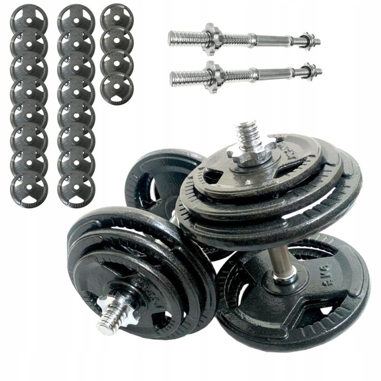 HANTLE ŻELIWNE 2x40kg gryf Talerze zestaw 80kg