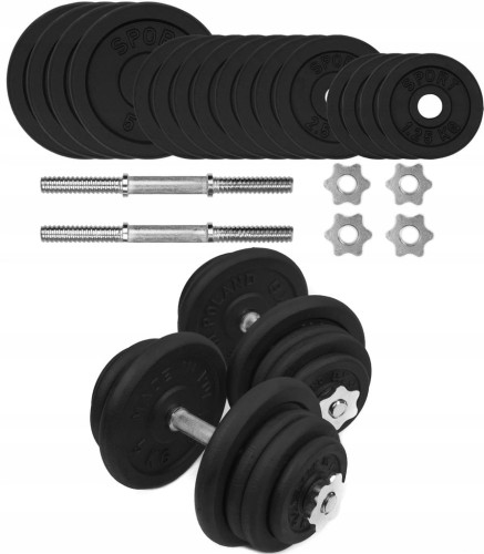 HANTLE ŻELIWNE 2x25kg gryf Talerze zestaw 50kg