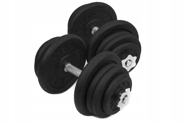 HANTLE ŻELIWNE 2x25kg gryf Talerze zestaw 50kg