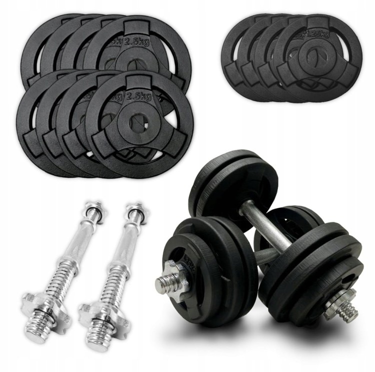 HANTLE ŻELIWNE 2x15kg gryf kierownica zestaw 30kg