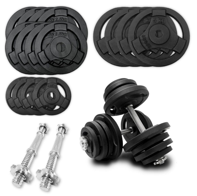 HANTLE ŻELIWNE 2x25kg gryf kierownica zestaw 50kg