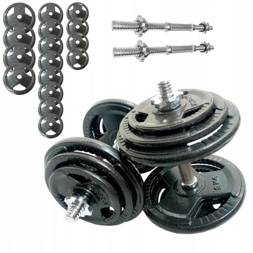HANTLE ŻELIWNE 2x25kg gryf Talerze zestaw 50kg