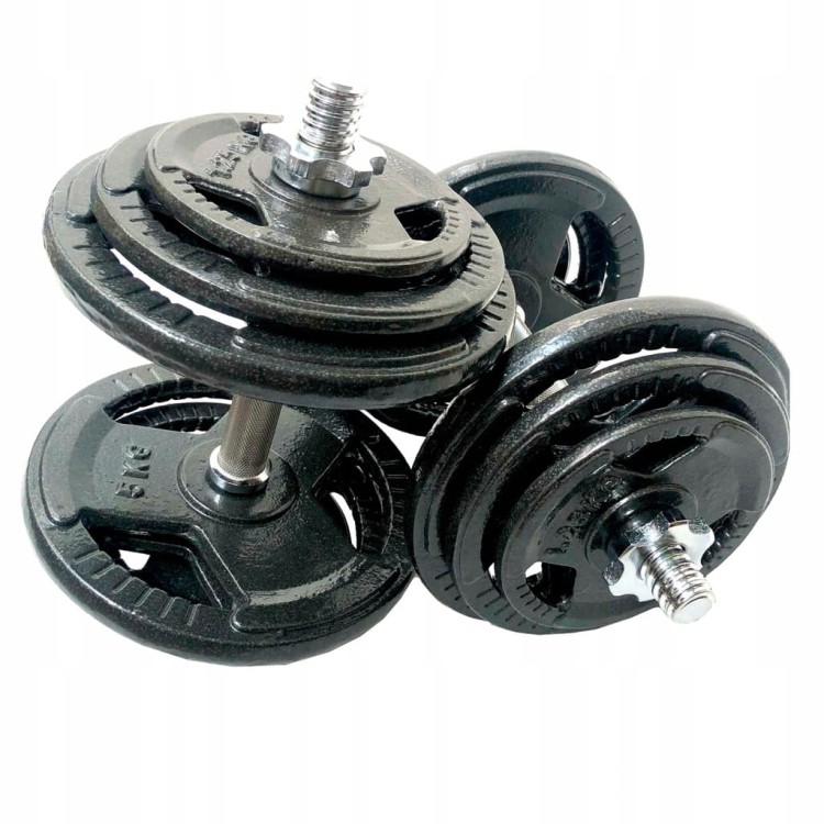 HANTLE ŻELIWNE 2x25kg gryf Talerze zestaw 50kg