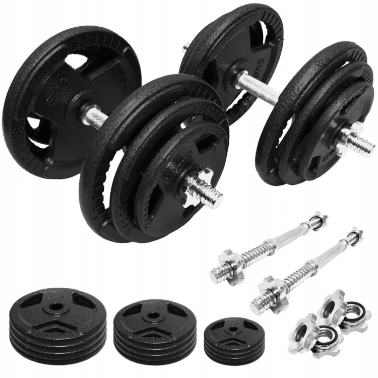HANTLE ŻELIWNE 2x20kg gryf Talerze zestaw 40kg
