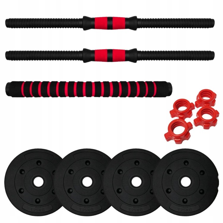 Hantle regulowane 2x5 kg zestaw 10kg z łącznikiem gryfy talerze obciążenia