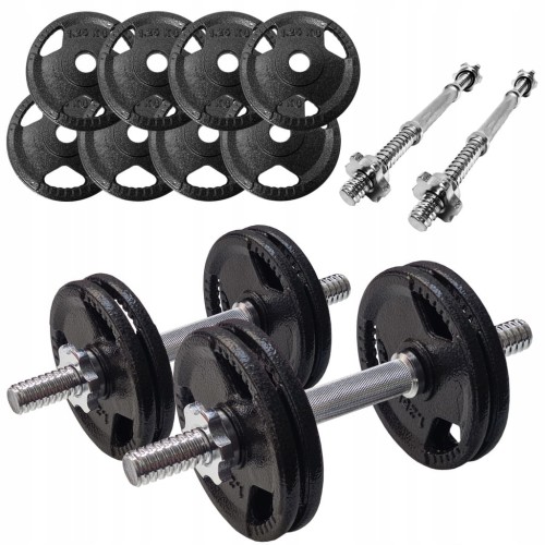 HANTLE ŻELIWNE 2 x 7,5 kg gryf Talerze zestaw 15 kg obciążenie tri-grip