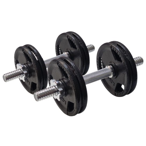 HANTLE ŻELIWNE 2 x 7,5 kg gryf Talerze zestaw 15 kg obciążenie tri-grip