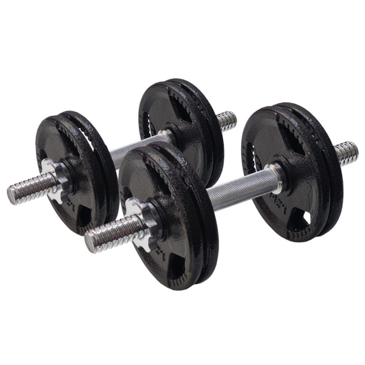 HANTLE ŻELIWNE 2 x 7,5 kg gryf Talerze zestaw 15 kg obciążenie tri-grip