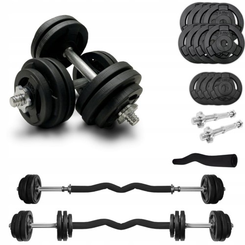 HANTLE ŻELIWNE 2x15kg łącznik gryf łamany kierownica zestaw 30kg tri-grip