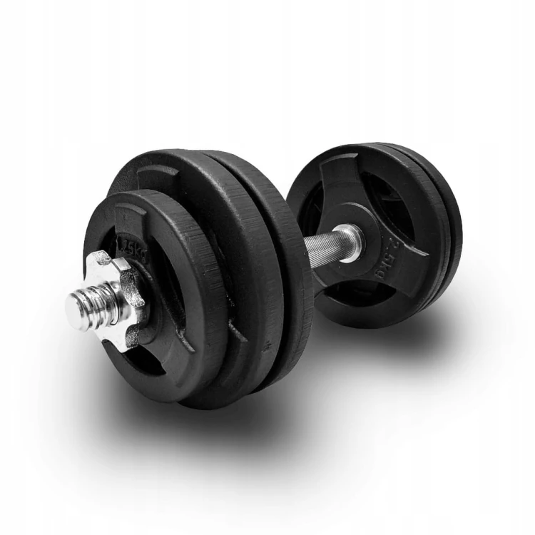 HANTLE ŻELIWNE 2x15kg łącznik gryf łamany kierownica zestaw 30kg tri-grip